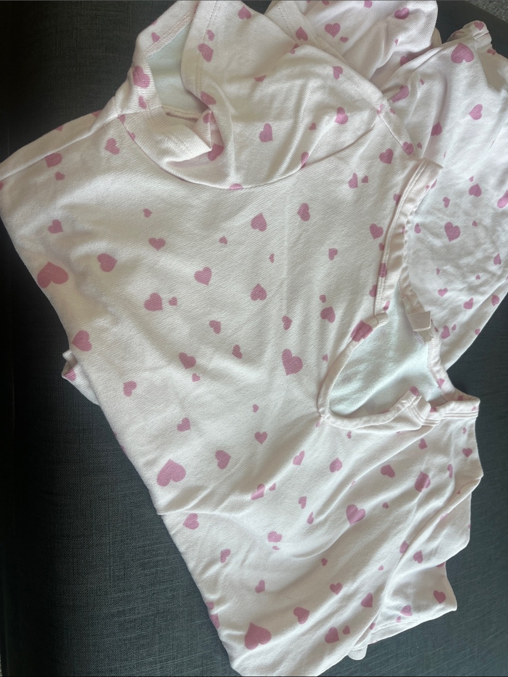 White Tank Top with Pink Heart Print